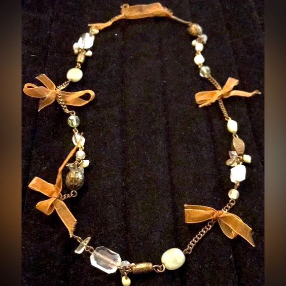 Elegant Brown and Gold Women's Necklace - Picture 2 of 5